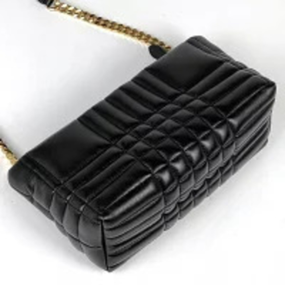 Burberry Chain Shoulder Laura Crossbody Leather Black Bag Quilted Black